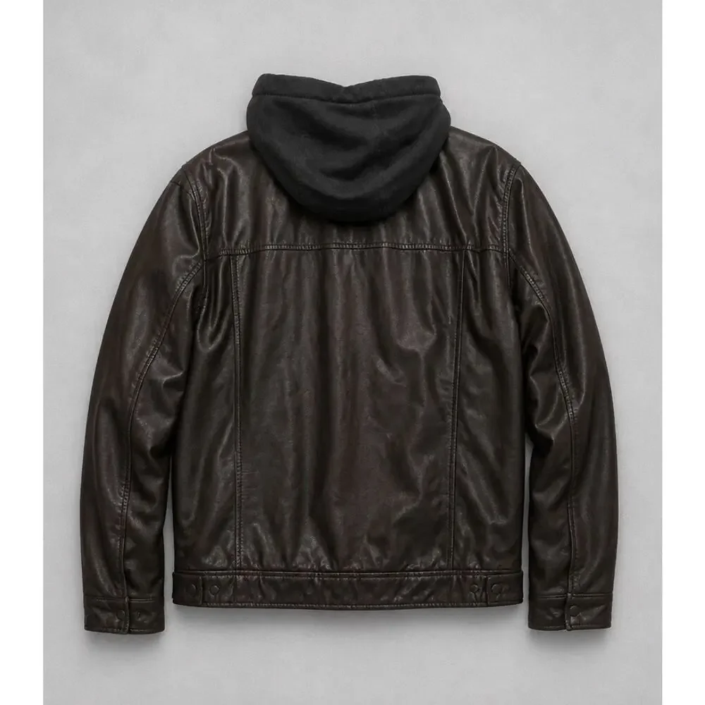 Levi’s Faux Leather Classic Motorcycle Trucker Jacket Brown Mens Size XXL